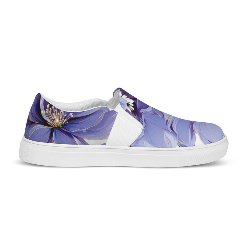 Womens Slip-on Canvas Shoes Purple Botanical Blooms 2