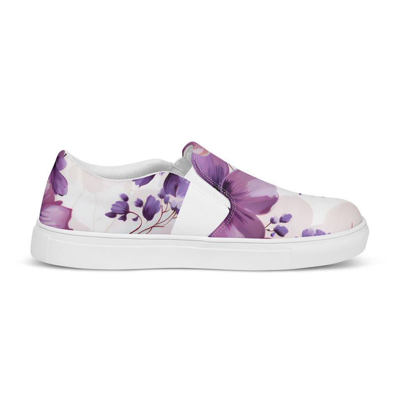 Womens Slip-on Canvas Shoes Purple Botanical Blooms 4