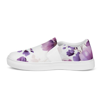 Womens Slip-on Canvas Shoes Purple Botanical Blooms 4