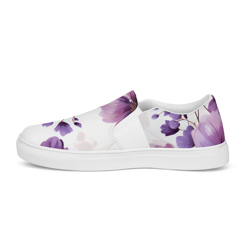 Womens Slip-on Canvas Shoes Purple Botanical Blooms 4