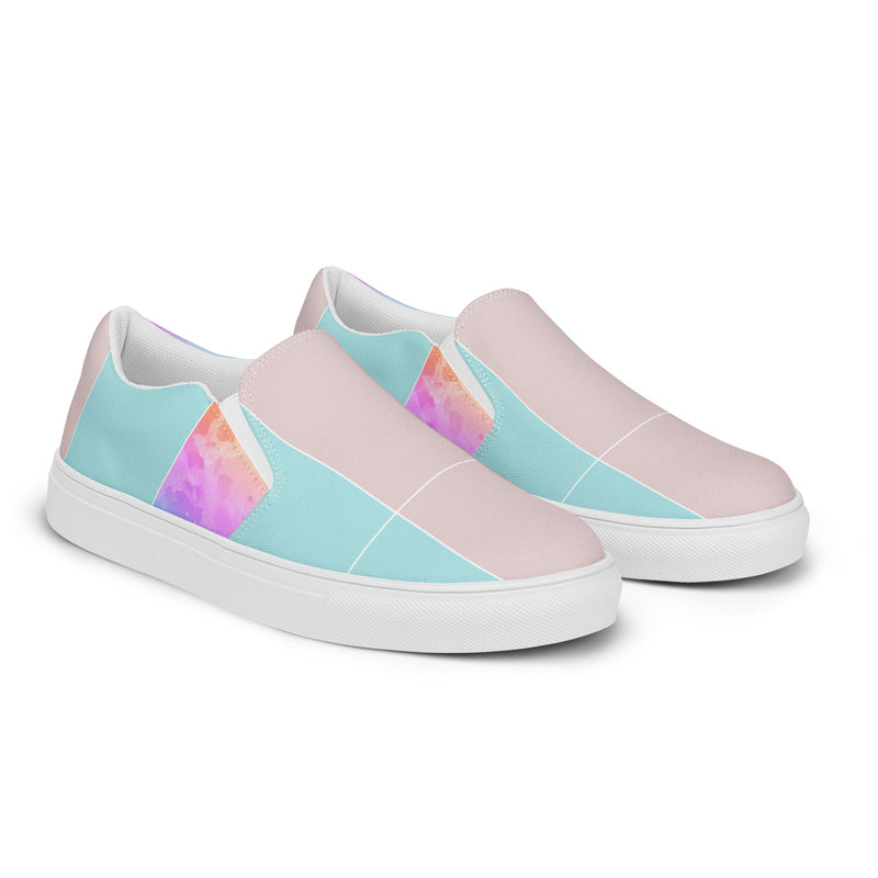 Womens Slip-on Canvas Shoes Pastel Colorblock Watercolor Illustration