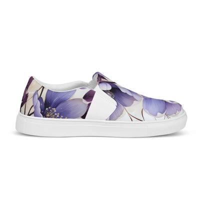 Womens Slip-on Canvas Shoes Purple Botanical Blooms