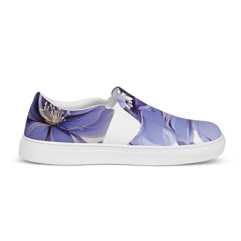 Womens Slip-on Canvas Shoes Purple Botanical Blooms 2