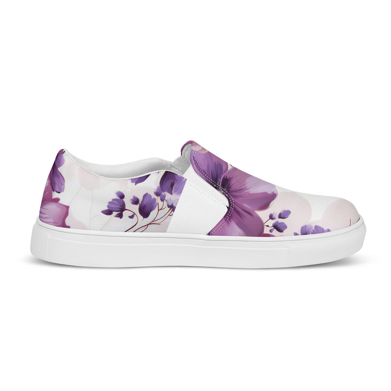 Womens Slip-on Canvas Shoes Purple Botanical Blooms 4