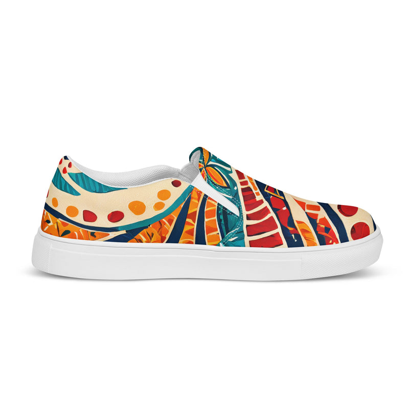 Womens Slip-on Canvas Shoes Abstract Vibrant Multicolor Pattern 61374