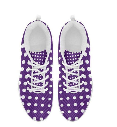 Sneakers for Women, Purple and White Polka Dot - Running Shoes