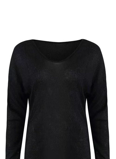 V-Neckline Solid Casual Loose Regular Shift Sweaters