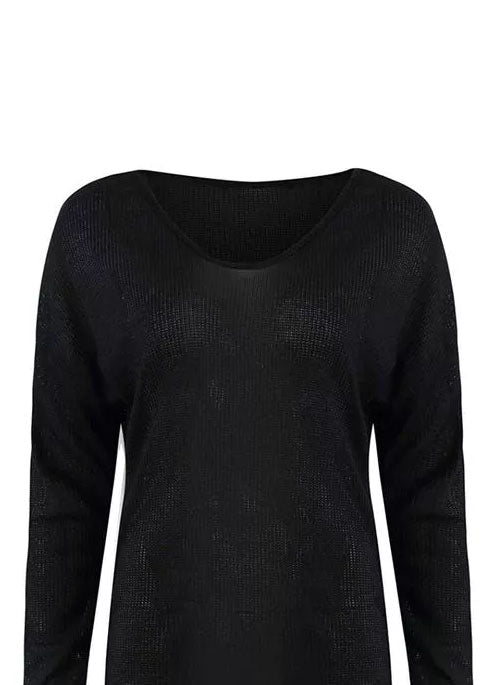 V-Neckline Solid Casual Loose Regular Shift Sweaters