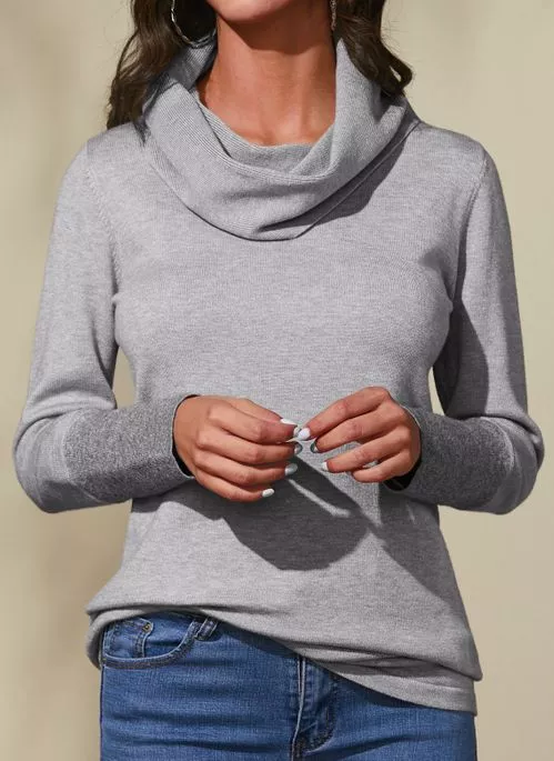 Draped Neckline Solid Casual Loose Regular Shift Sweaters