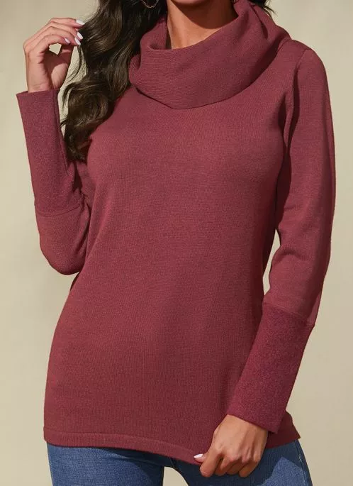 Draped Neckline Solid Casual Loose Regular Shift Sweaters